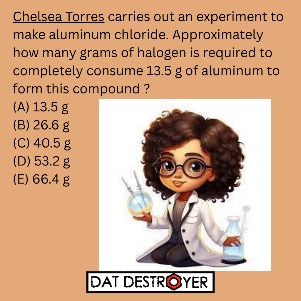 DAT - DAT Stoichiometry Practice: Aluminum and Chlorine Reaction — Dr ...