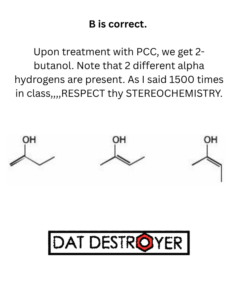 DAT - DAT Question of the Day: PCC Oxidation and Enol Formation | DAT ...