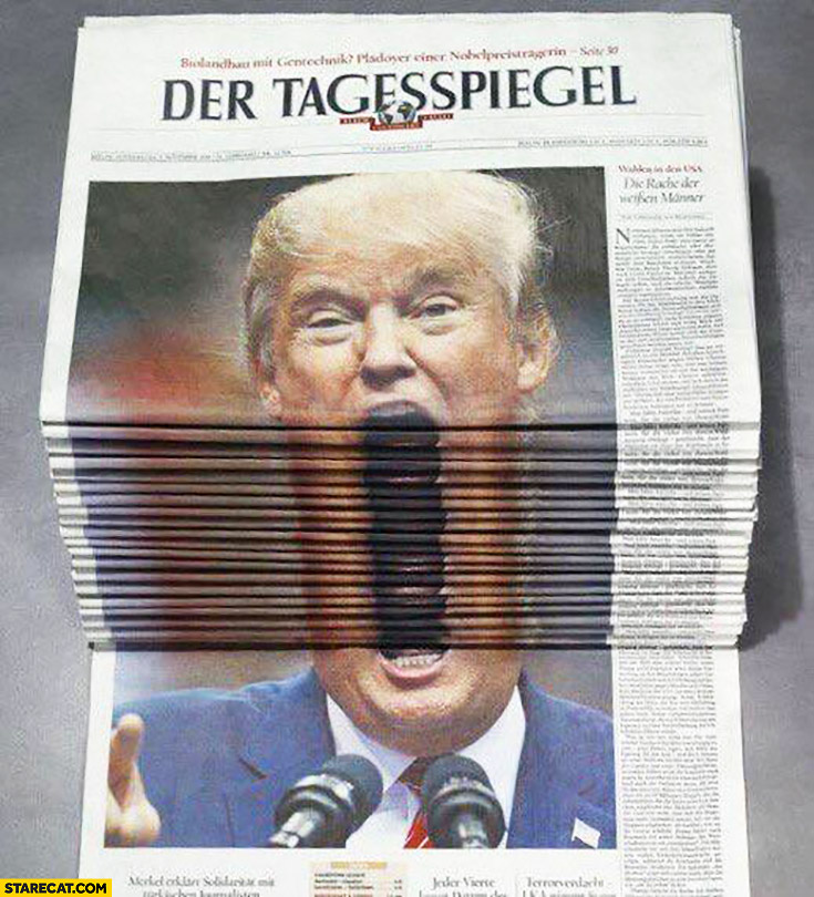 donald-trump-huge-mouth-like-centipede-stack-of-newspapers-der-tagesspiel.jpg