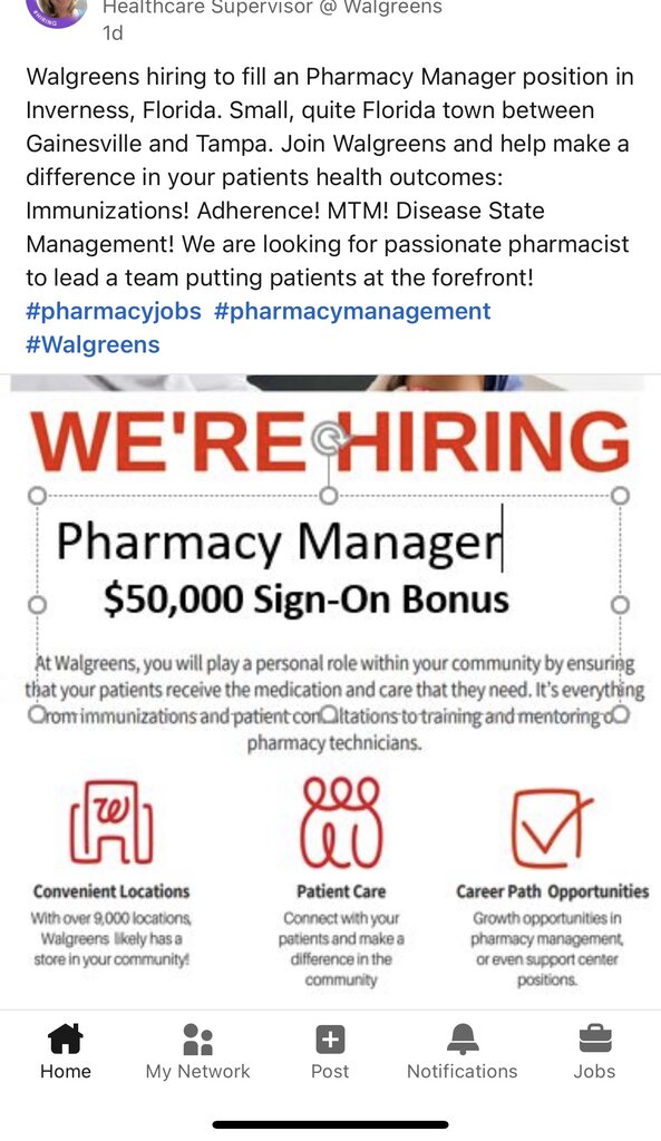 Walgreens RXM 50k sign on bonus… Student Doctor Network