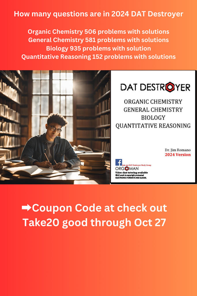 How many questions are in 2024 DAT Destroyer Organic Chemistry 506 problems with solutions Gen...png