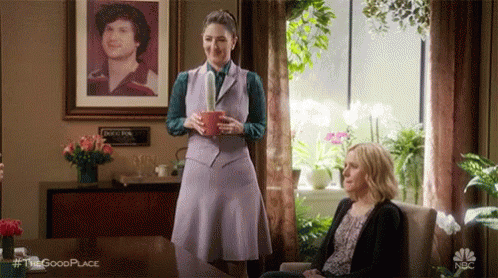 Janet gives Eleanor a cactus on The Good Place gif - CraveYouTV TV Show  Recaps, Reviews, Spoilers, Interviews