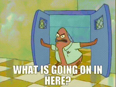 YARN | What is going on in here? | SpongeBob SquarePants (1999) - S01E06  Mermaidman and Barnacleboy | Video clips by quotes | b790fabe | 紗